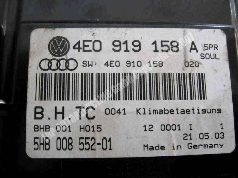 Audi A8 4E Heizungsregulierung 4E0919158A BJ2003